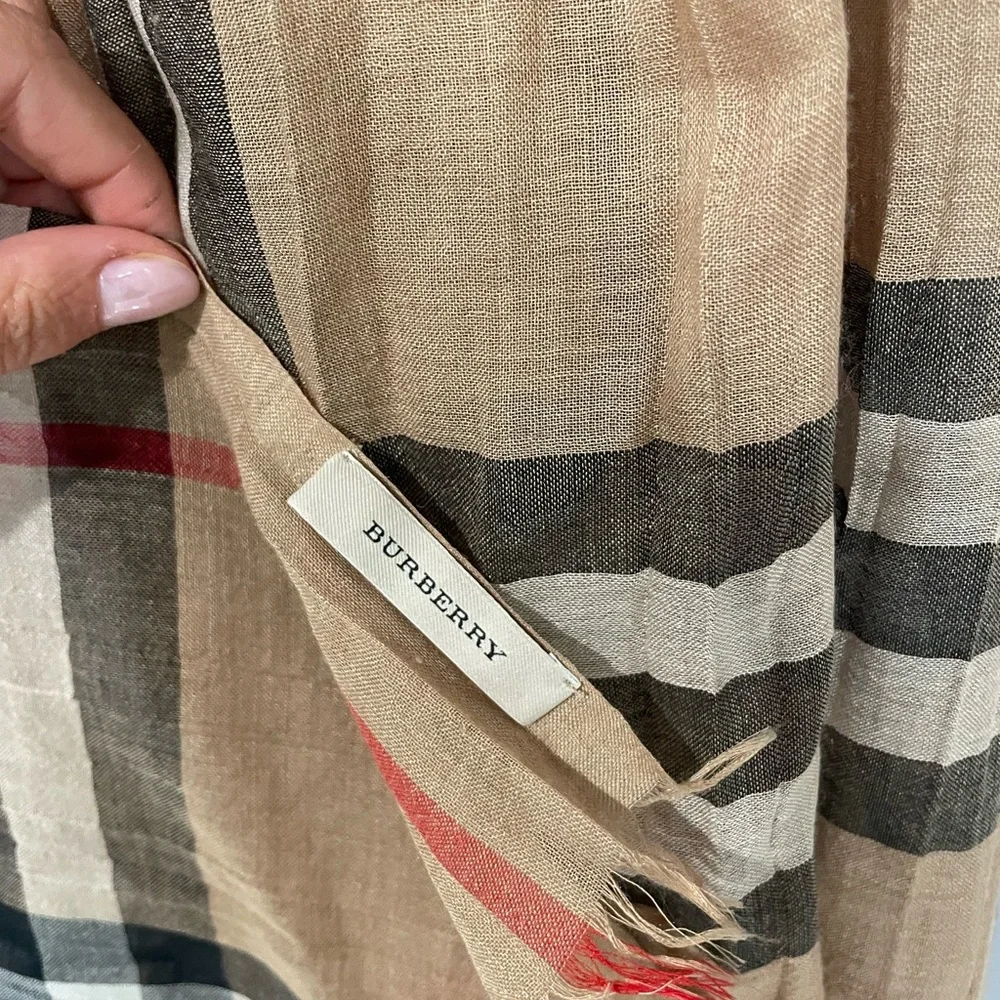 Burberry Check Lightweight Wool Silk Scarf